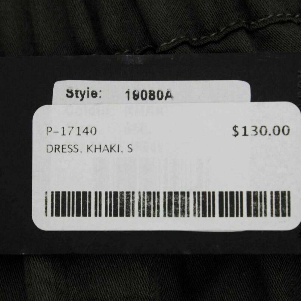 One X Teaspoon$130 Sz S Olive Off Shoulder Ruched Viscose Woven Dress - Picture 4 of 9